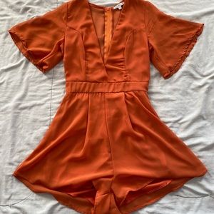Burnt Orange Chiffon Romper